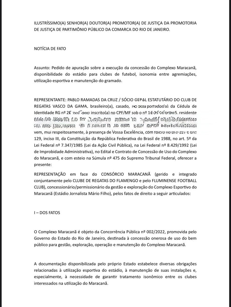 pabloramadas's tweet photo. OBRIGADO POR REPRESENTAR O CIDADÃO DO ESTADO DO RIO DE JANEIRO, MP 💢

O cidadão tem seus direitos garantidos pela Constituição e, quando entende que foi lesado, deve procurar os órgãos competentes e apresentar seus argumentos de forma fundamentada.

Essa luta começou em 18/09, antes mesmo de o Vasco fazer seu pedido pelo Maracanã.

Independentemente da decisão final, o MPRJ cumpriu o seu papel institucional ao analisar a questão e levar o caso às instâncias competentes.

E é assim que deve funcionar o Estado Democrático de Direito: cada instituição cumprindo sua função e as decisões sendo tomadas dentro das regras. 

E só pra deixar claro, a luta não para, tá bom ?

Continuaremos cobrando, fiscalizando e utilizando os caminhos legais.