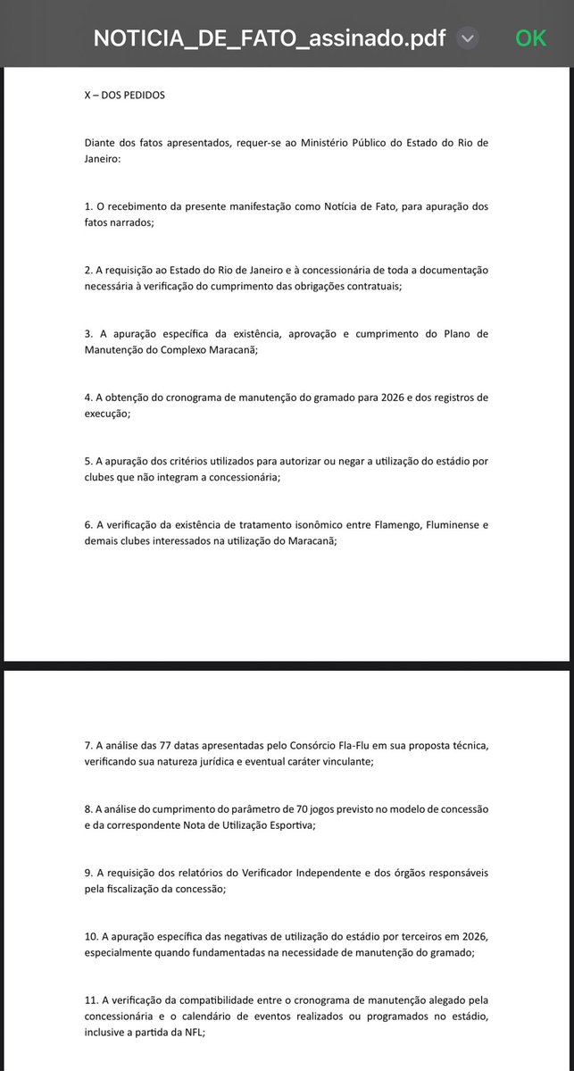 pabloramadas's tweet photo. OBRIGADO POR REPRESENTAR O CIDADÃO DO ESTADO DO RIO DE JANEIRO, MP 💢

O cidadão tem seus direitos garantidos pela Constituição e, quando entende que foi lesado, deve procurar os órgãos competentes e apresentar seus argumentos de forma fundamentada.

Essa luta começou em 18/09, antes mesmo de o Vasco fazer seu pedido pelo Maracanã.

Independentemente da decisão final, o MPRJ cumpriu o seu papel institucional ao analisar a questão e levar o caso às instâncias competentes.

E é assim que deve funcionar o Estado Democrático de Direito: cada instituição cumprindo sua função e as decisões sendo tomadas dentro das regras. 

E só pra deixar claro, a luta não para, tá bom ?

Continuaremos cobrando, fiscalizando e utilizando os caminhos legais.