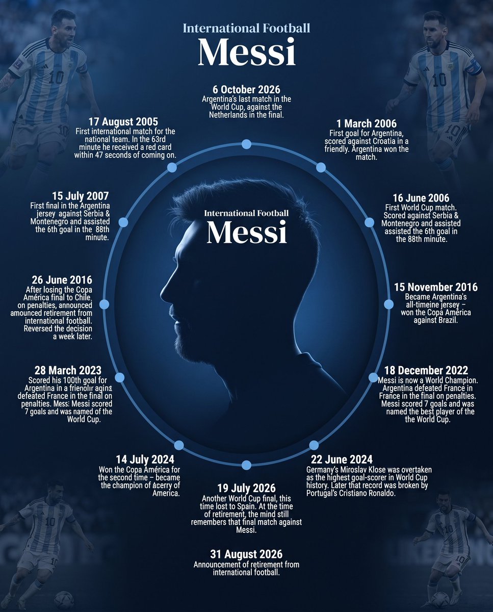 samipress's tweet photo. An extraordinary journey coming full circle. 🐐🇦🇷

From the historic highs and heartbreaks to lifting the ultimate trophy and defining an era—reliving Lionel Messi’s legendary international career milestone by milestone. https://t.co/9D4LGFoMu8