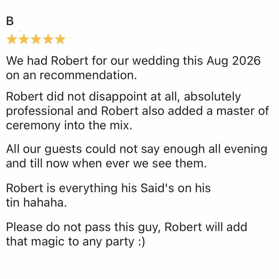 RobBone's tweet photo. A lovely 5 Star review from Rob after he had me be his magical host at their wedding in Andover.

#CloseUpMagician #MindReader #WeddingEvents #PrivateWedding #WeddingMagic #TestimonialTuesday #AndoverMagician #AndoverWedding #WeddingMagician #WeddingEntertainer #HireAMagician https://t.co/3iBQZIwzMd