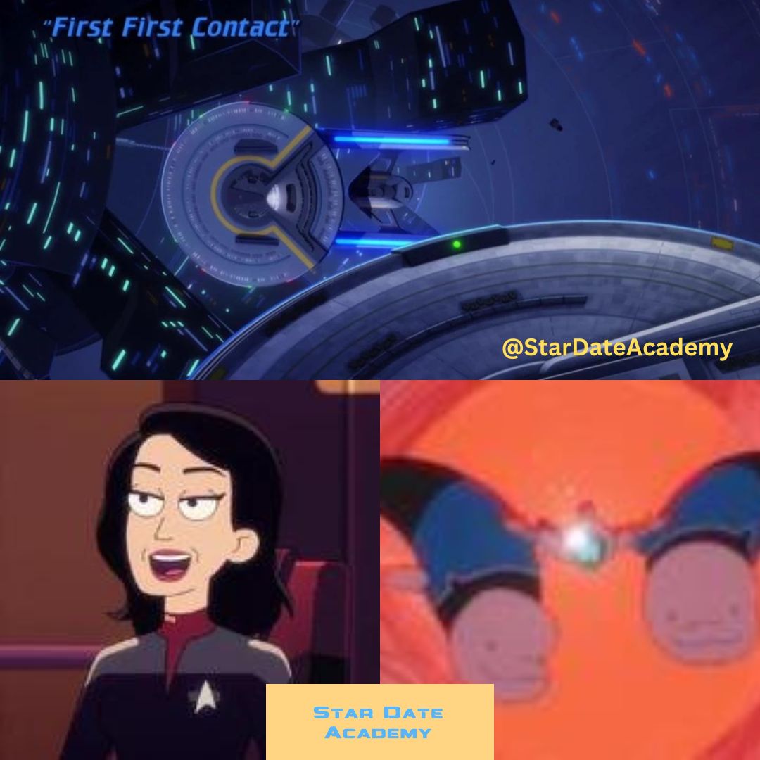 StarDateAcademy's tweet photo. On This Stardate:
1991- Silicon Avatar TNG S5E4 #StarTrekTNG
2021- First First Contact LD S2E10 #StarTrekLowerDecks SEASON FINALE https://t.co/VJY9uGMTL0