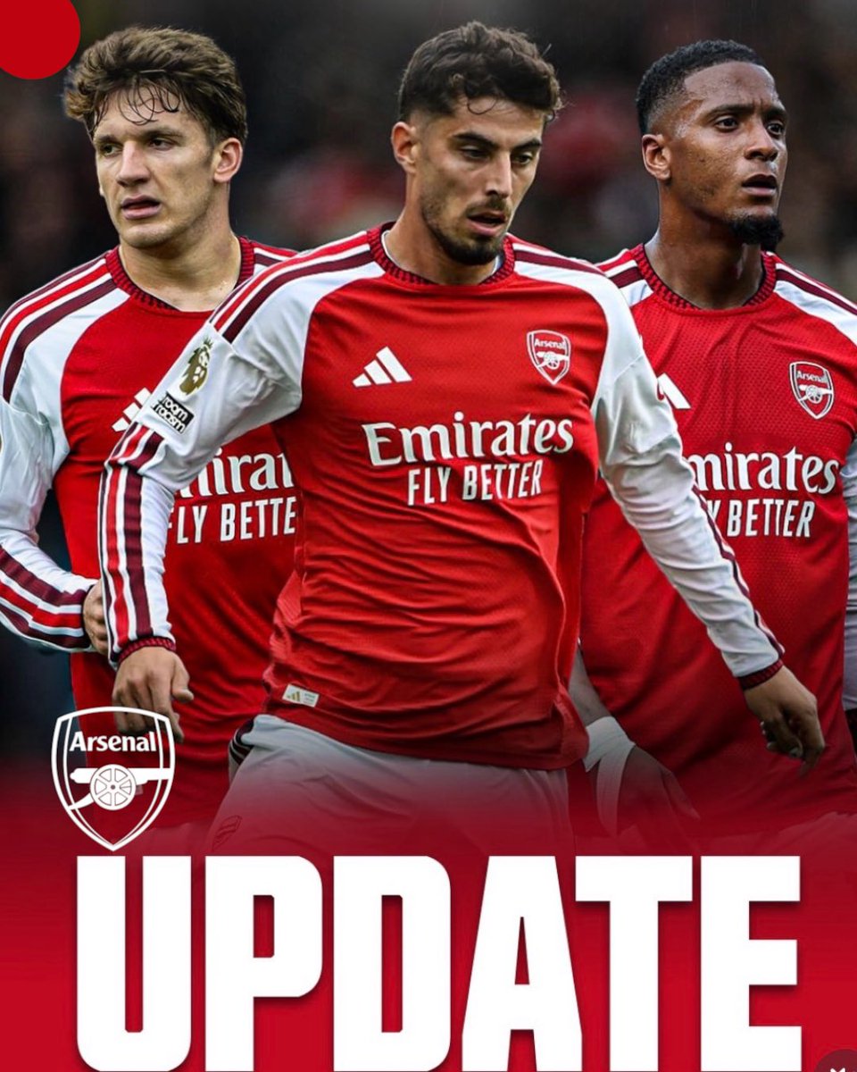 DMDSportsdaily's tweet photo. 🚨 MAJOR ARSENAL INJURY UPDATE AHEAD OF LEEDS!

Arsenal injury update: Kai Havertz’s hamstring injury is not serious. Christos Tzolis is expected out for around three weeks, while Ezri Konsa is a doubt with a dead leg. Mixed news ahead of Leeds. 🔴⚪

#Arsenal #AFC #ArsenalNews https://t.co/eUiK3Lblmn