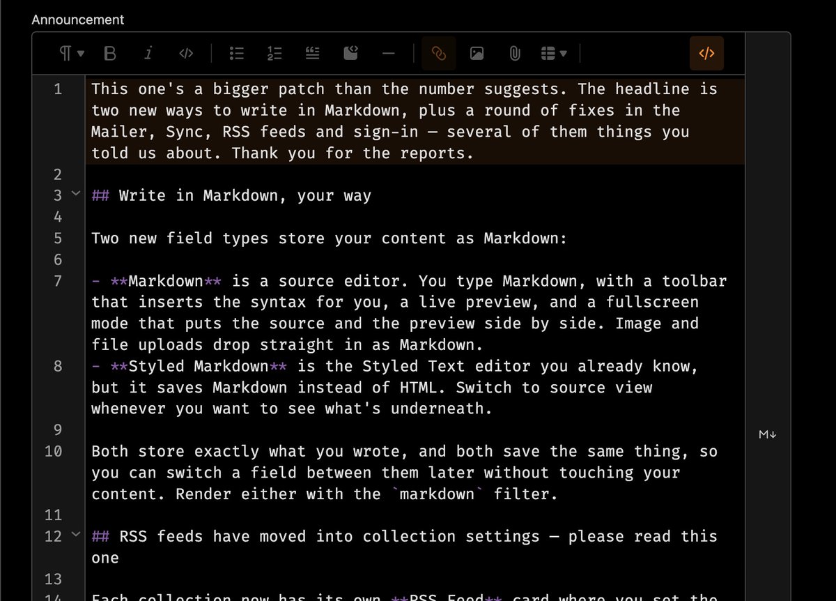 getTotalCMS's tweet photo. Released Total CMS 3.6.2 last night. It has 2 new markdown fields. The styledmarkdown field allows you to write in styled text but save as markdown into the CMS. Since agents love markdown so much, this makes things seemless when creating content over MCP.

Full release notes 👇 https://t.co/Fiu30lhdeG