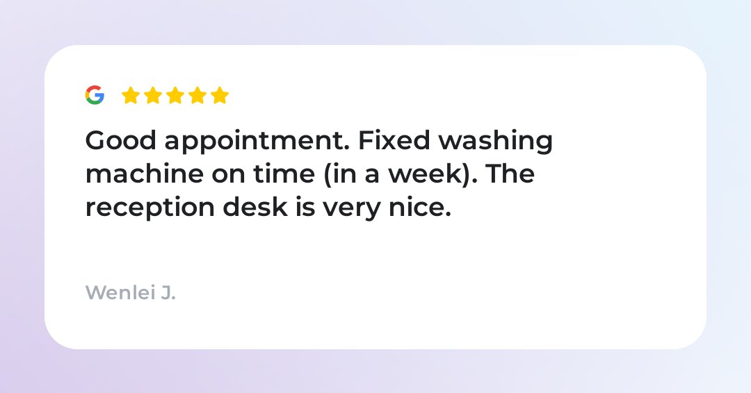 MaydoneRepair's tweet photo. Great review from Wenlei J. https://t.co/k7kjLl83Zu