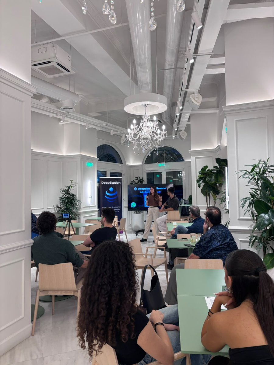 DeepStationAI's tweet photo. 🎙️ DeepStation Greece in Athens is excited to share the post-event summary and photos from last week on a journey from idea to NeurIPS paper, and how the paper led to an independent AI research lab!

🔬 Building and Scaling an Independent AI Research Lab:
Panos Michelakis (Co-Founder and Lead Researcher, Synkrasis Labs) traced it back to an event in Athens, where he and his friend Giannis started talking through an idea they kept building on the side, beyond their day jobs.

That idea became a paper accepted at NeurIPS, which they presented at the poster session in San Diego, and the side project became Synkrasis Labs, now about fifteen people strong. He didn't skip the hard part either: "We asked professors at NTUA. Most said no. We rewrote the framing four times."

Key Takeaways:
🔹 Research didn't need an institution: two friends grew into a team of about fifteen, doing it "for the fun and for the love of the game."
🔹 In 2024, with tool calling brand new, they set out to measure the whole path an AI agent takes, not just its final answer.
🔹 Getting the paper reviewed took longer than writing it, and help came from a stranger on LinkedIn.

Thank you to Panos for sharing the whole journey, rejections included. A huge thank you to Pi55 for hosting DeepStation in their amazing space once again, and to Natalia Vavoula for hosting the night.

Deep and special appreciation to the DeepStation Greece team who made it happen:
Natalia Vavoula
Apostolos Chardalias
Christina Petsa 🇬🇷

🌉 Athens, see you at the next one!