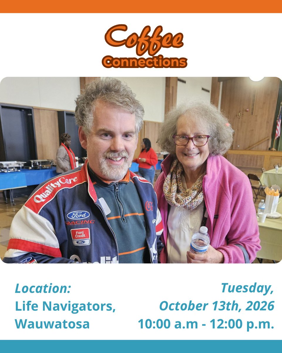 LifeNavOrg's tweet photo. Our October Coffee Connections will take place on Tuesday, October 13th, from 10 am to 12 pm. This program is perfect for caregivers seeking a community to discuss different topics related to their loved ones with disabilities. 

Please Visit: https://t.co/6ESfyk48pS https://t.co/Kqq6loGylr