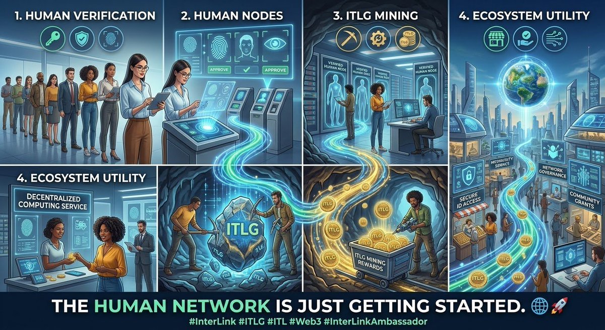adnanda68025671's tweet photo. From Human Verification → Human Nodes → ITLG Mining → Ecosystem Utility. 🔥

InterLink is creating infrastructure where real people become an essential part of a decentralized digital economy.

The Human Network is just getting started. #InterLink #ITLG #ITL #Web3 #InterLink https://t.co/KdDuczf1Mw
