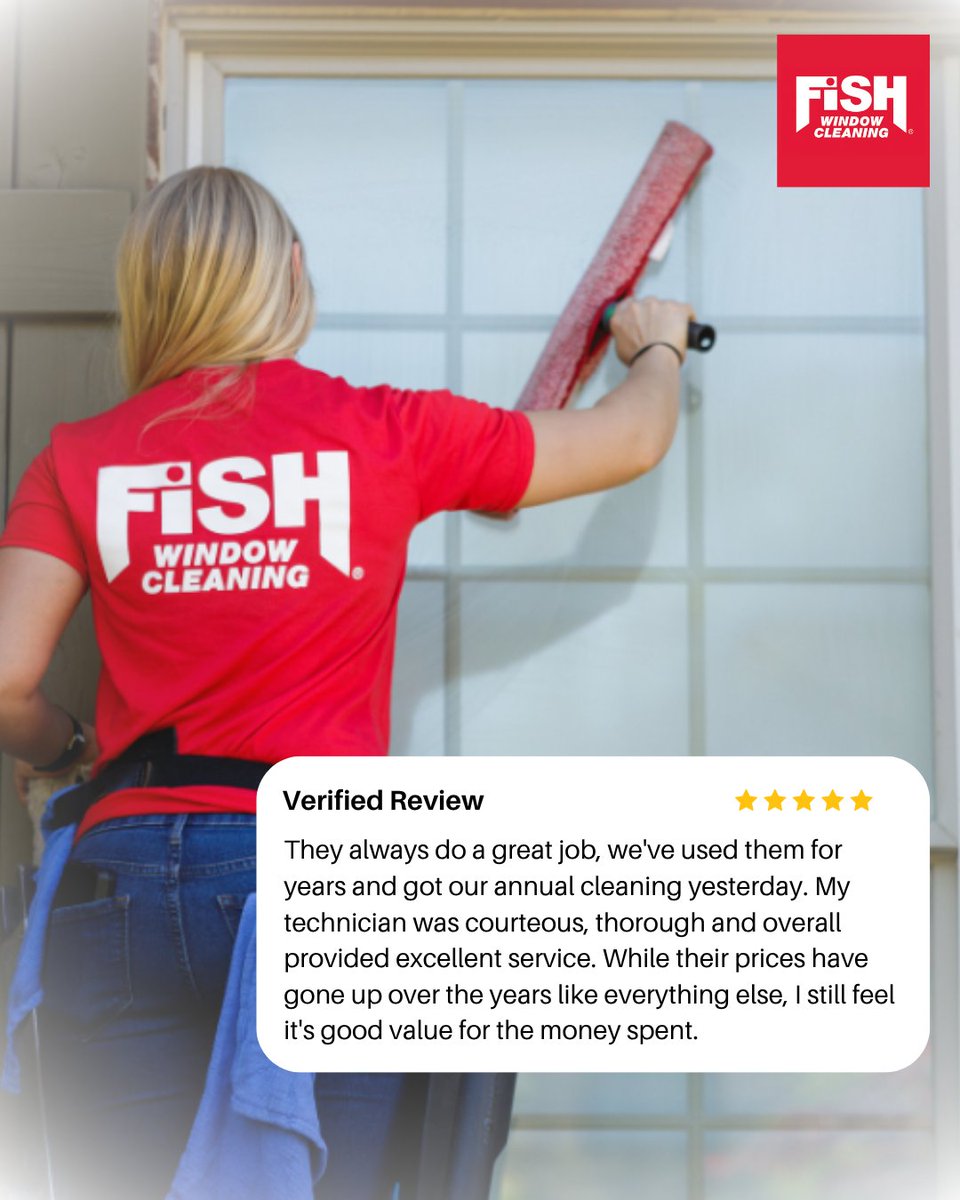 fishwindowclean's tweet photo. ⭐️⭐️⭐️⭐️⭐️

There’s something special about customers who have trusted FISH for years. 🐟💙

We’re grateful for this review and especially appreciate hearing that our technician was courteous, thorough, and provided excellent service during their annual... https://t.co/t64fJ3nWvG