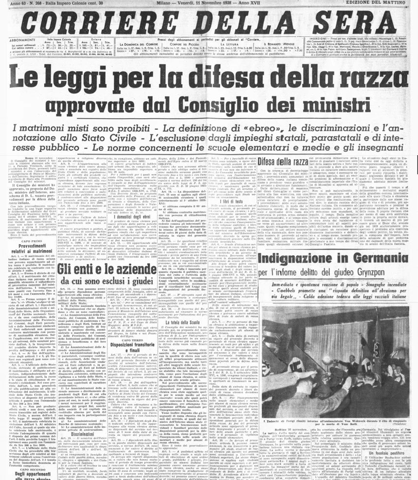 blusewillis2's tweet photo. 6 OTTOBRE 1938 Il Gran Consiglio del Fascismo vota l'infame “DICHIARAZIONE SULLA RAZZA”, che tra le altre cose vieta agli italiani di contrarre matrimonio con «elementi appartenenti alle razze non ariane» e ai dipendenti dello Stato di sposare «straniere di qualsiasi razza.» https://t.co/FfKJKQCGbX