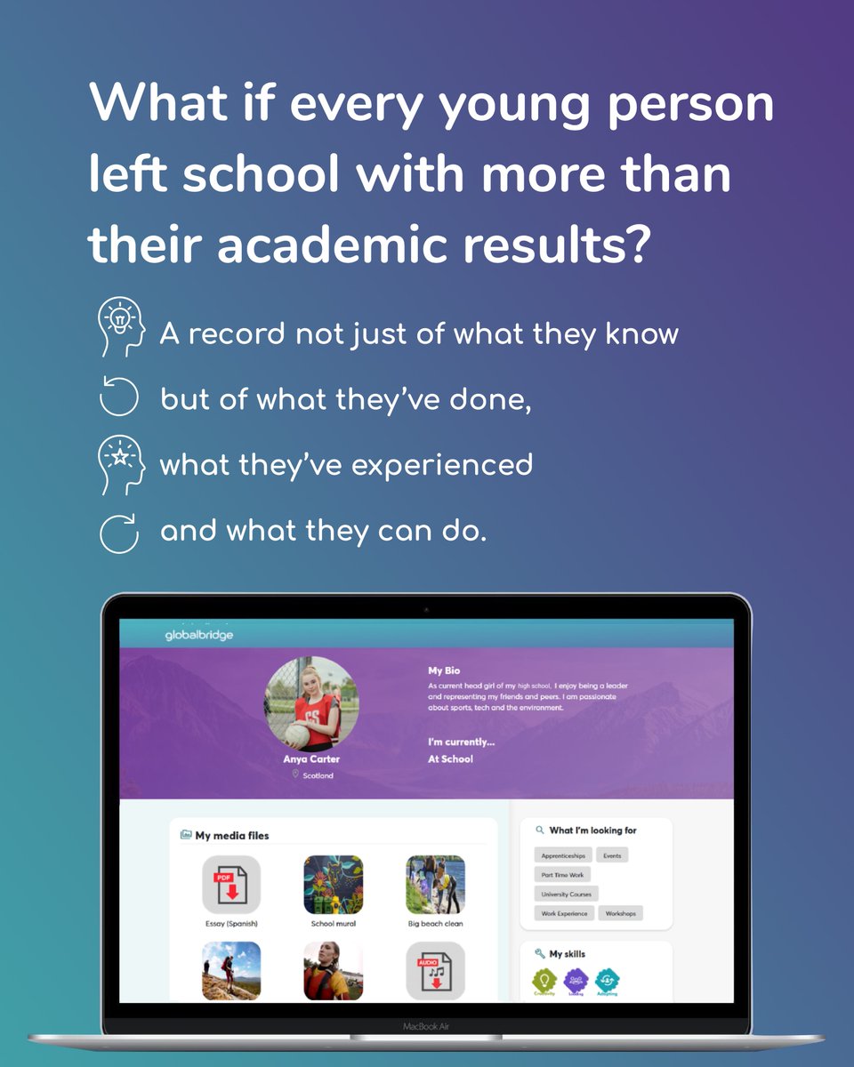 globalbridgeltd's tweet photo. 🚀 Beyond #examresults: creating a #digitalrecord of achievement for every #learner
@FifeCouncil & #globalbridge are helping learners capture, evidence & showcase their #achievements, #skills & #experiences beyond #qualifications.
#Fife @InvestFife @DYWFife #WiderAchievement https://t.co/BHZMbqycdi