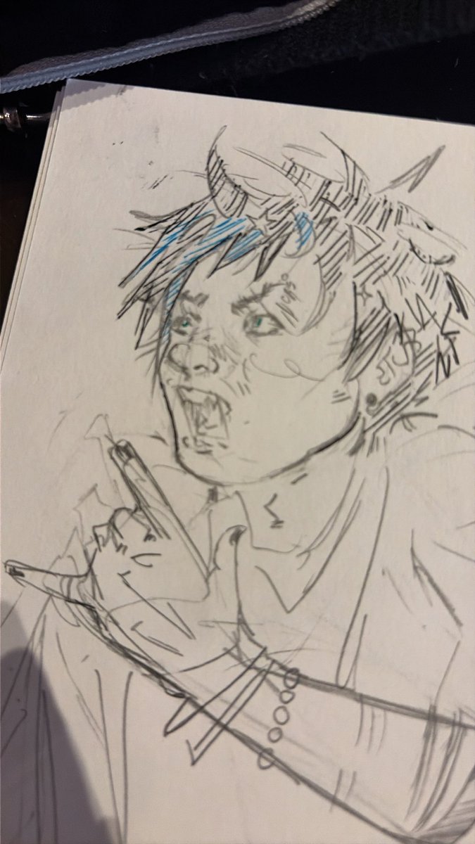 MSTILLURBOY's tweet photo. hes punk-rock, he does what he wants.

the proportions r all off but i havent put pen to paper in ages so forgive that ok. i missed being on public twt so this is me crawling back to u all https://t.co/j3DBcXh6Xl
