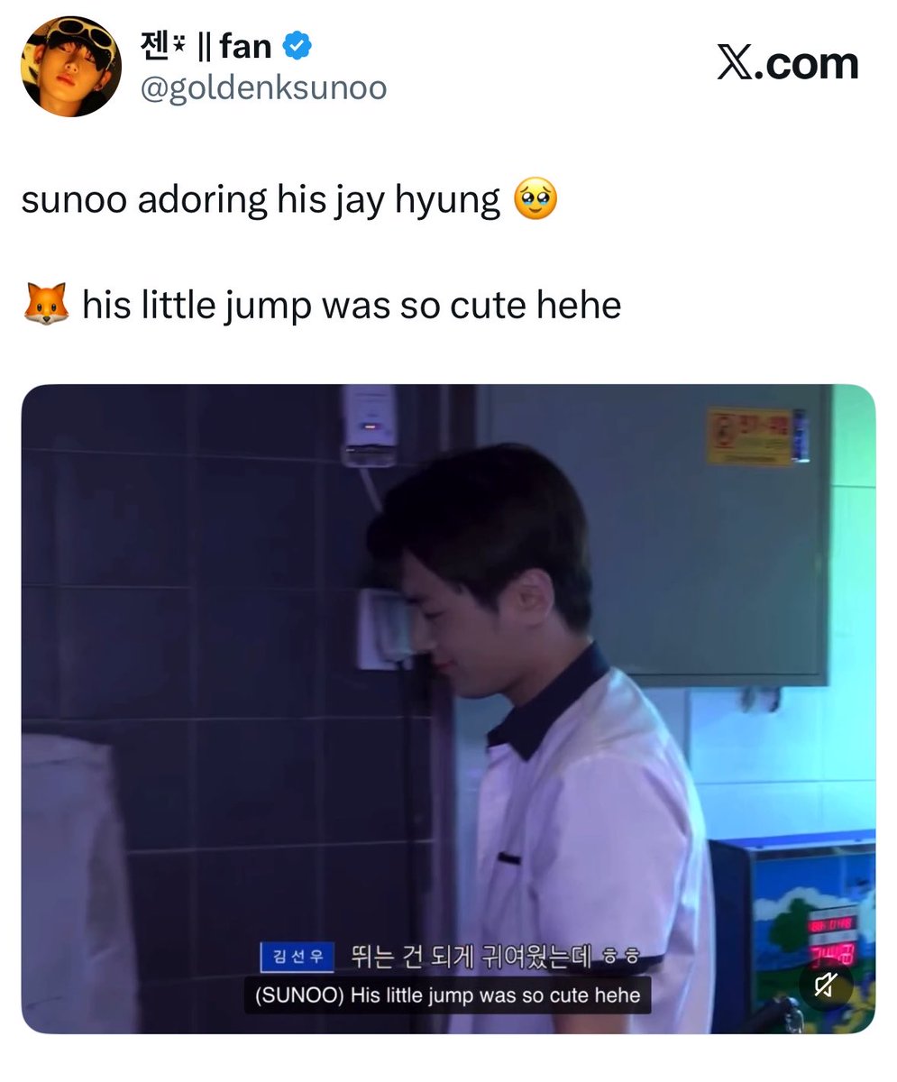 goldenksunoo's tweet photo. i love how the members thinks sunoo is cute, while jay is the cutest one in sunoo’s eyes 🥺🤍 https://t.co/5tWfnfYo9a