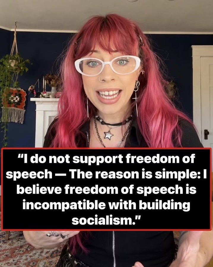 Taryn018Kis_'s tweet photo. She said the quiet part on camera. Free speech has to go if the goal is socialism, and she is not hiding it. Do you want that trade, or is this exactly why it never takes here? https://t.co/r2ZoTy6kop