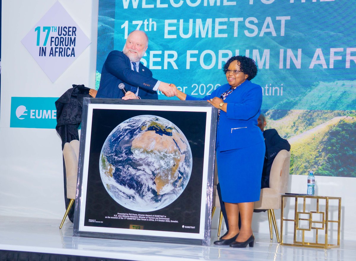 mteaeswatini's tweet photo. Highlights from the opening of the 17th EUMETSAT User Forum in Africa, underway in Manzini, Eswatini. Experts are exploring how satellite data can strengthen weather forecasting, climate monitoring &amp; early warning.

#EUMETSAT #UFA17 #WeatherAndClimate #EarlyWarning #Eswatini https://t.co/lpZZljwojK