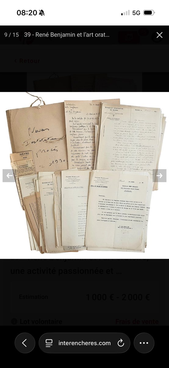 XavierCabannes's tweet photo. L’ensemble de la correspondance de l’affaire Benjamin vient de partir aux enchères… j’espère que c’est un universitaire juriste qui a acheté cela et qui va éplucher l’ensemble pour en faire un bel article d’histoire du contentieux administratif… https://t.co/YyKsdujWAj