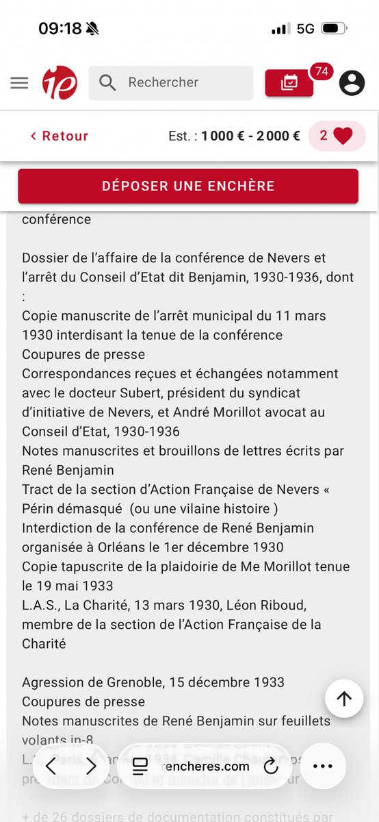 XavierCabannes's tweet photo. L’ensemble de la correspondance de l’affaire Benjamin vient de partir aux enchères… j’espère que c’est un universitaire juriste qui a acheté cela et qui va éplucher l’ensemble pour en faire un bel article d’histoire du contentieux administratif… https://t.co/YyKsdujWAj