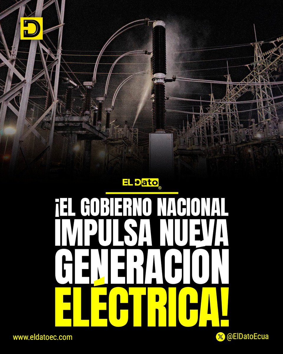 ElDatoNews's tweet photo. #Urgente ¡EL GOBIERNO NACIONAL IMPULSA NUEVA GENERACIÓN ELÉCTRICA!

El presidente Daniel Noboa firmó el Decreto 515, que simplifica trámites para proyectos renovables de hasta 100 MW, crea Distritos Autónomos Energéticos e impulsa la generación propia de las industrias.

Meta: más inversión y un sistema eléctrico más fuerte y confiable.

#ElDato #Ecuador #Energía