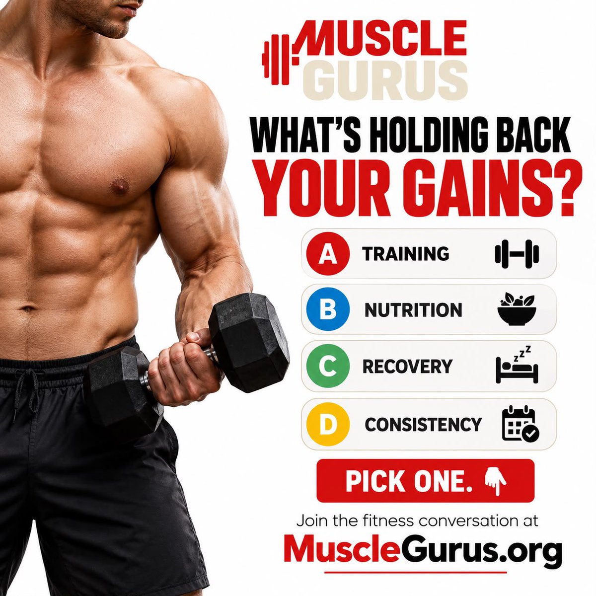 kim223760088656's tweet photo. What’s really holding back your gains? 💪
Training, nutrition, recovery, or consistency? Pick one and tell us why. 👇
Join the fitness conversation at https://t.co/C4FMO17uxO
#MuscleGurusOrg #FitnessCommunity #MuscleGrowth #Gains #Bodybuilding https://t.co/TDIOzr6aDP