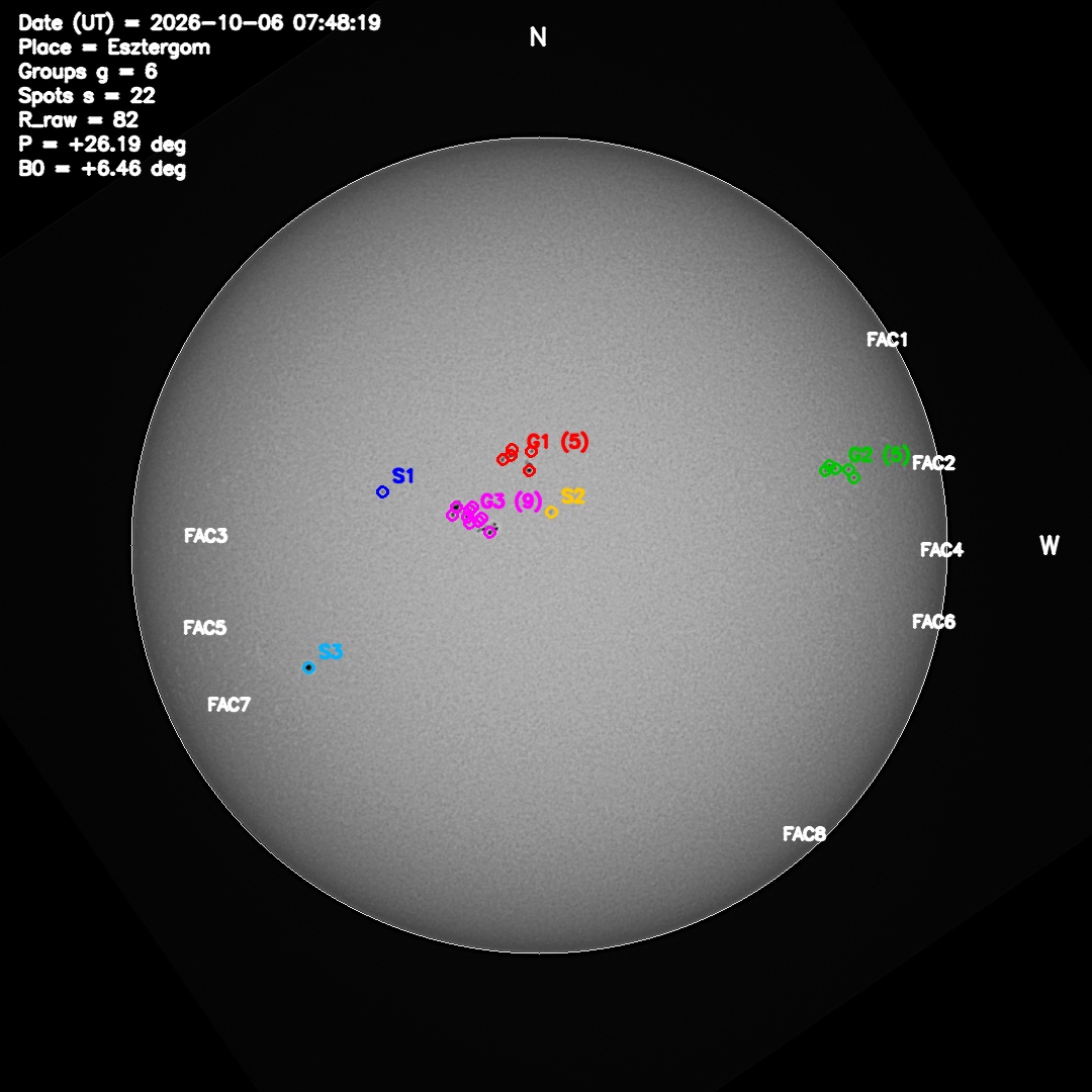 szamosv's tweet photo. Daily Sun ☀️ | Oct 6, 2026
Seestar S50 image + automatic SeSuCo analysis.
#Sun #Solar #Seestar #SeestarS50 #SmartTelescope #SeSuCo #Astronomy https://t.co/7lPKErrXHm