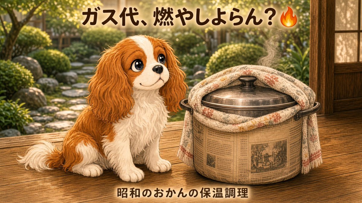 Ogidesu5963's tweet photo. ガス代高か〜て文句言いながら、煮物ば2時間コトコト火にかけよる人🍲⚠️

それ、お金ば燃やしよるとと一緒ばい🔥

昭和のおかんはね、鍋ば新聞紙と毛布でぐるぐる巻きにして、こたつに突っ込みよったと。

子どもの頃は「なんしよっと？」て思いよったばってん、あれが立派な節約術やったとよ😳

やり方は簡単👇

①沸騰したら弱火で5分くらい煮る

②火ば���めて、コンロから下ろす

③フタしたまま新聞紙かバスタオルで包んで、30分〜1時間ほったらかし

余熱でじわ〜っと火が通るけん、ガスば使う時間がぐっと短うなる。

しかも煮崩れせんで、冷めていく間に味がしみるとよ🍲

向いとるのは、おでん・肉じゃが・カレー・豚汁あたり。

※包むのは必ずコンロから下ろしてから。長時間置いたら、食べる前にしっかり温め直してね。

最新家電に頼らんでも、昭和の知恵で浮くお金はまだまだあるったい💡

ほかにも「これ節約になると？」て気になることあったら、プロフのリンクから気軽にチャットしてね。

まるがわかる範囲でゆる〜く答えるけん😊

毎日更新してるから🔔通知ONしてね〜🐕💡