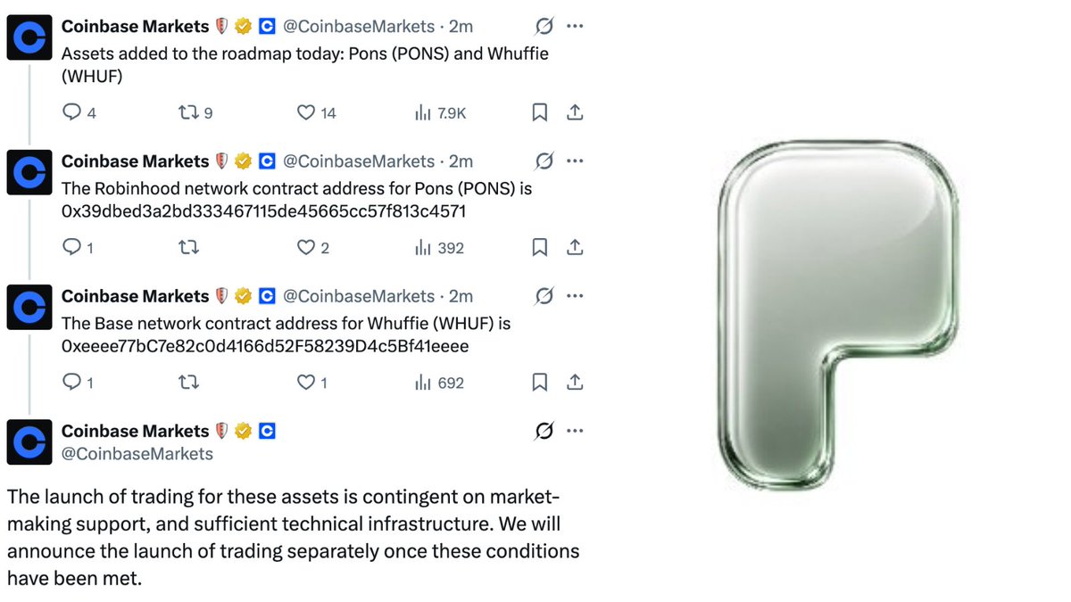 DegenerateNews's tweet photo. NEW: @coinbase TO LIST $PONS https://t.co/3gSxC3YxBs