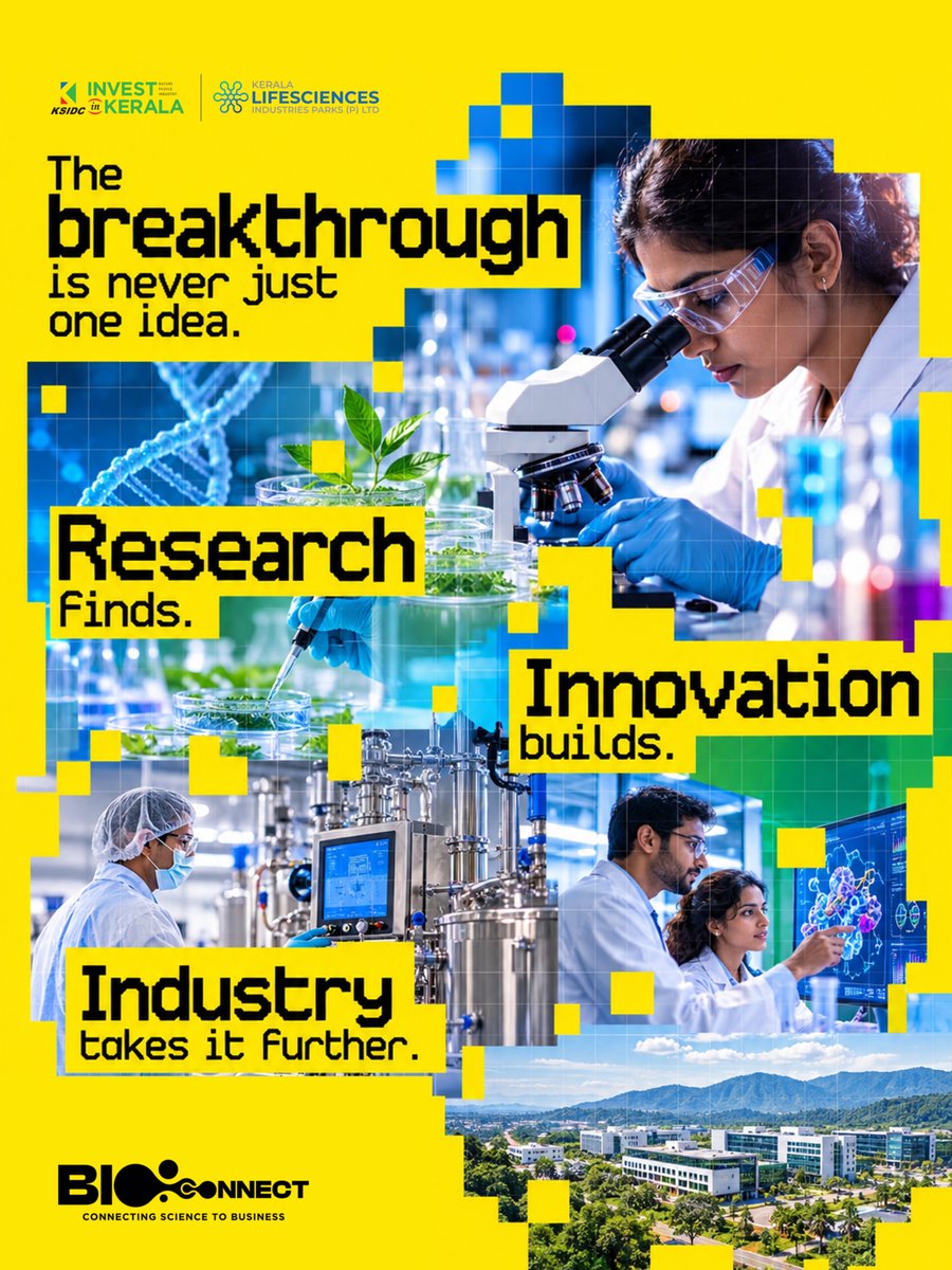 invest_kerala's tweet photo. *Bio Connect 4.0 — Where Science Meets Possibility.*🧬
Connecting researchers, innovators, industry leaders, startups and investors to shape the future of life sciences.
📍 Hyatt Regency Trivandrum
📅 08 & 09 October 2026
Connect. Collaborate. Create what’s next.
#BioConnect4 #LifeSciences #Biotechnology #Keralam #InvestInKeralam #LifeSciencesInnovation #KSIDCWorks