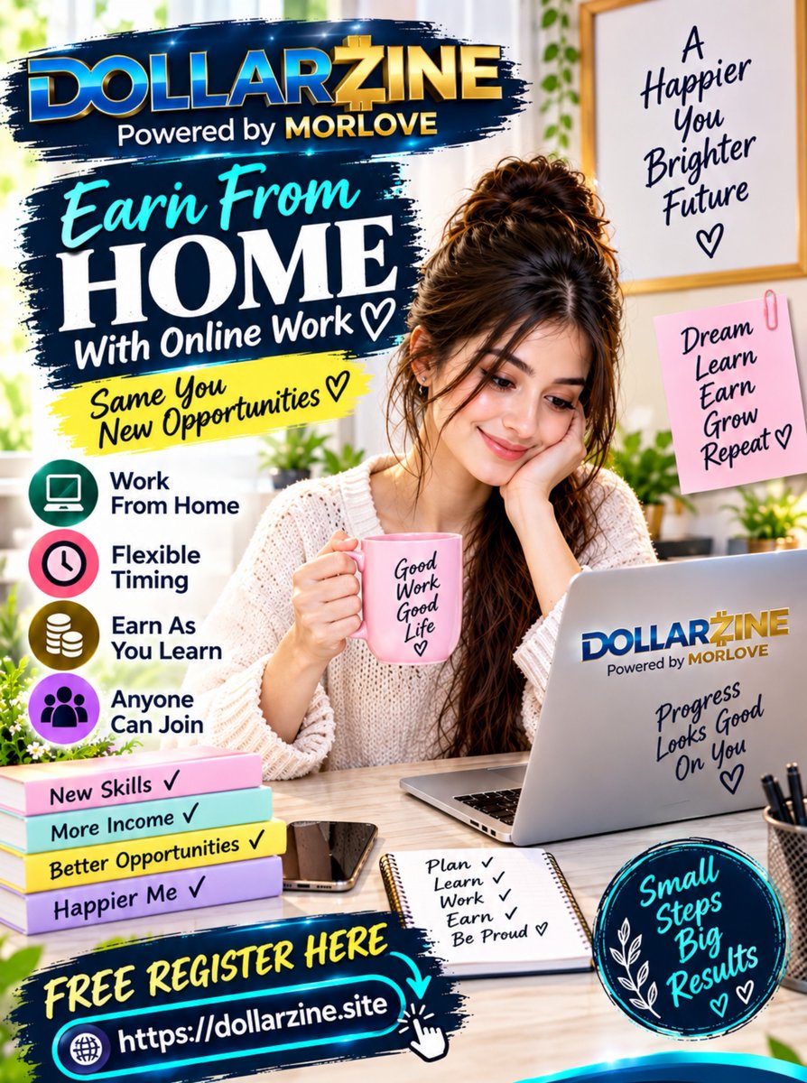 morloveOfficial's tweet photo. Earn From Home with Online Work | DollarZine
FREE REGISTER HERE
https://t.co/54wTDYoXBK
#WorkFromHome #EarnFromHome #OnlineWork #OnlineTasks #SideHustle #WorkOnline #RemoteWork #OnlineEarning #DigitalWork #DollarZine https://t.co/G2iLSFBsNO