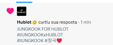 lggolden97's tweet photo. Obrigada, @Hublot, pelo carinho com nós, fãs do Jungkook, e, principalmente, pela forma como vocês valorizam e celebram o seu embaixador. É muito especial ver uma marca reconhecer não apenas a grandeza do artista que ele é, mas também todo o amor que existe ao redor dele. 

Jungkook merece ser valorizado assim — e nós amamos ver isso.

HUBLOT GLOBAL AMBASSADOR JUNGKOOK JUNGKOOK FOR HUBLOT 
#JUNGKOOKxHUBLOT
 #JUNGKOOKForHUBLOT