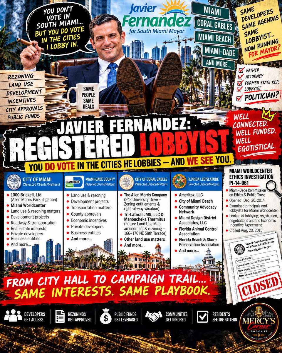 Mercyscorner21's tweet photo. JAVIER FERNANDEZ: REGISTERED LOBBYIST, RE-ELECTED WITHOUT OPPOSITION — NOW RUNNING AGAIN   More infor in Facebook and ig https://t.co/G5WrDUSqOD