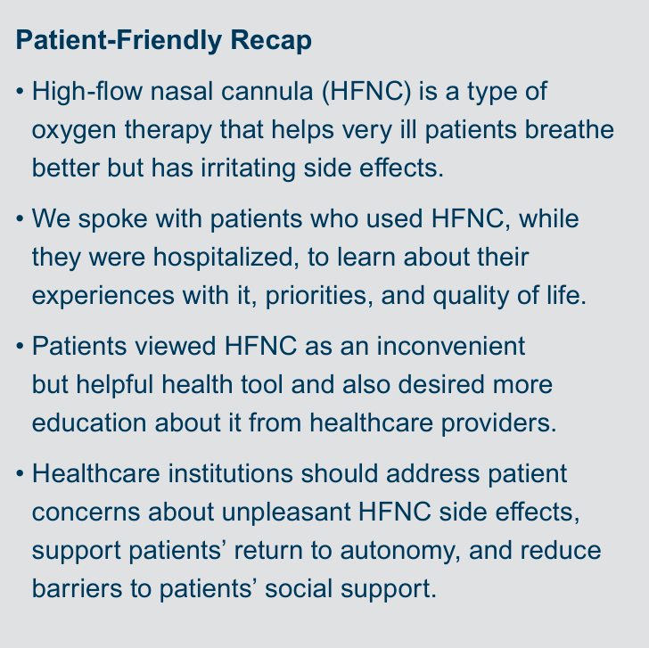 JPCRR's tweet photo. High-flow nasal cannula (HFNC) is a type of oxygen therapy that helps very ill patients breathe better, but how do patients feel about this therapy? What's their #QualityOfLife? Check out this new #MixedMethods original research article in JPCRR: https://t.co/d4VWqsTvN7 https://t.co/B3kbahaOMY