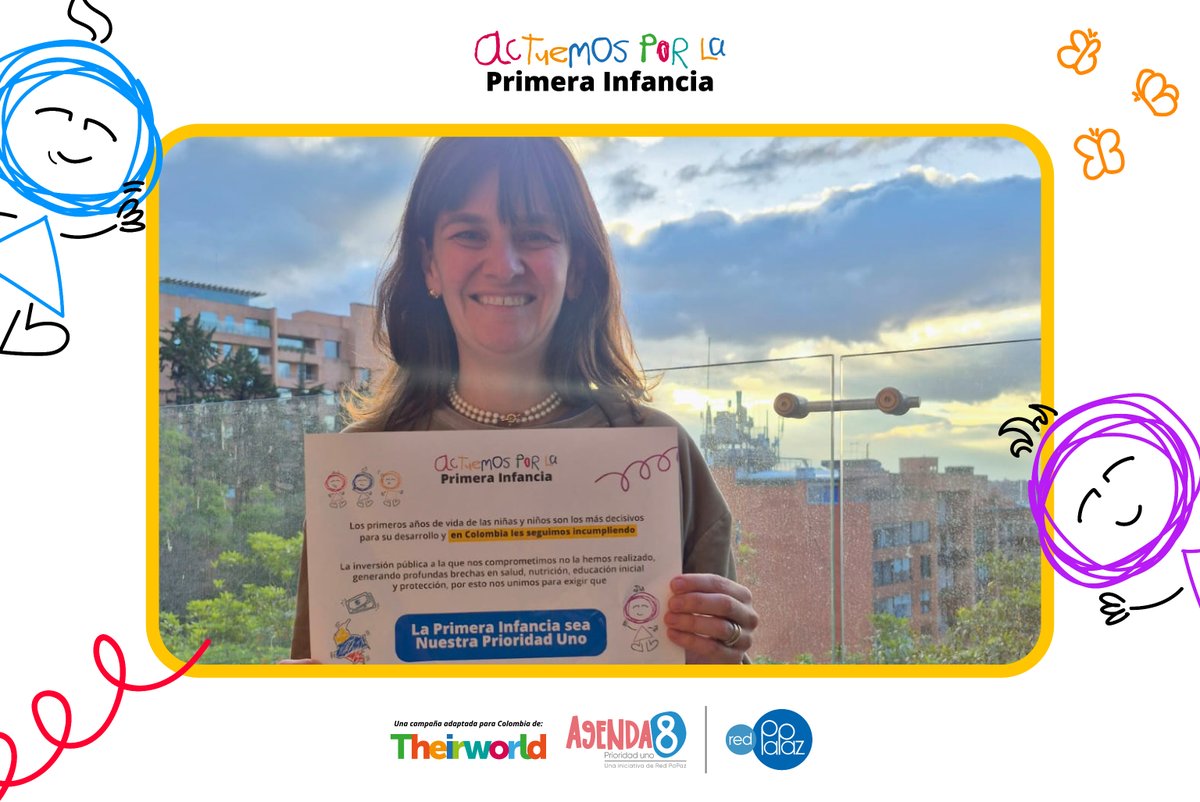 RedPaPaz's tweet photo. Victoria Arciniegas, directora ejecutiva de @aeioTU se une a Actuemos por la primera infancia. Su voz y compromiso se suman a una causa que nos convoca a todos: visibilizar las necesidades de las niñas y los niños de 0 a 8 años y movilizar acciones que garanticen sus derechos.

Hagamos de la primera infancia #NuestraPrioridadUno
Súmate tú también en https://t.co/3T3xvfSQ81