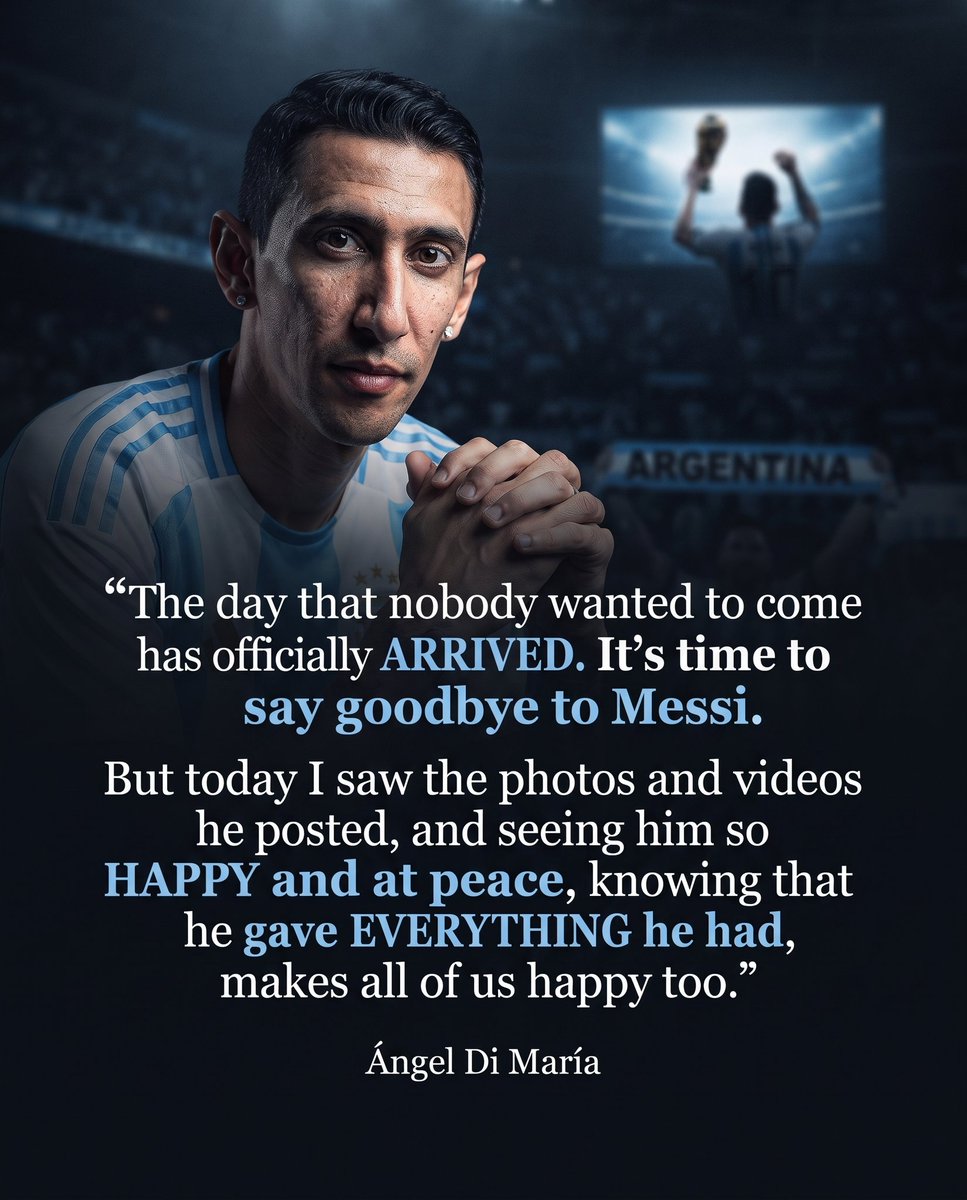 samipress's tweet photo. Ángel Di María on Lionel Messi:

“The day that nobody wanted to come has officially ARRIVED. It’s time to say goodbye to Messi.

“But today I saw the photos and videos he posted, and seeing him so HAPPY and at peace, knowing that he gave EVERYTHING he had, makes all of us happy. https://t.co/ru5SbaZmUr