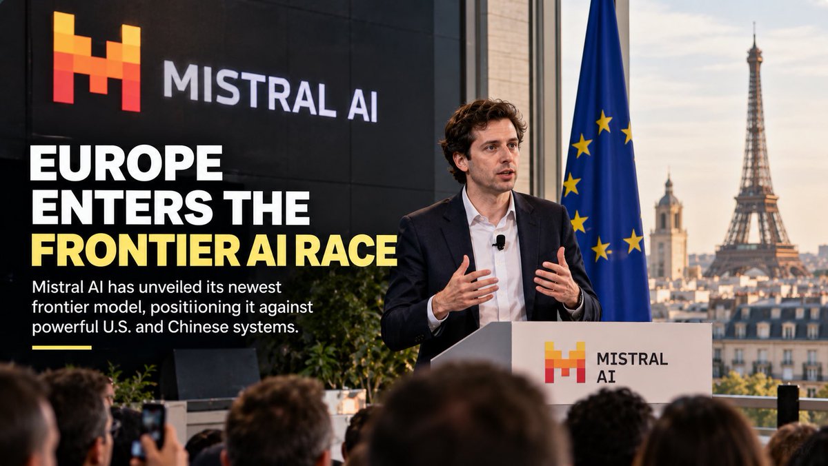 David_Carter_ai's tweet photo. 🚨 Europe just made a serious move in the global AI race.

Mistral AI has unveiled its newest frontier model, positioning it against powerful U.S. and Chinese systems.

The bigger story isn’t just the model.

It’s Europe trying to prove it can build frontier AI on its own terms.

Here’s why this matters 👇