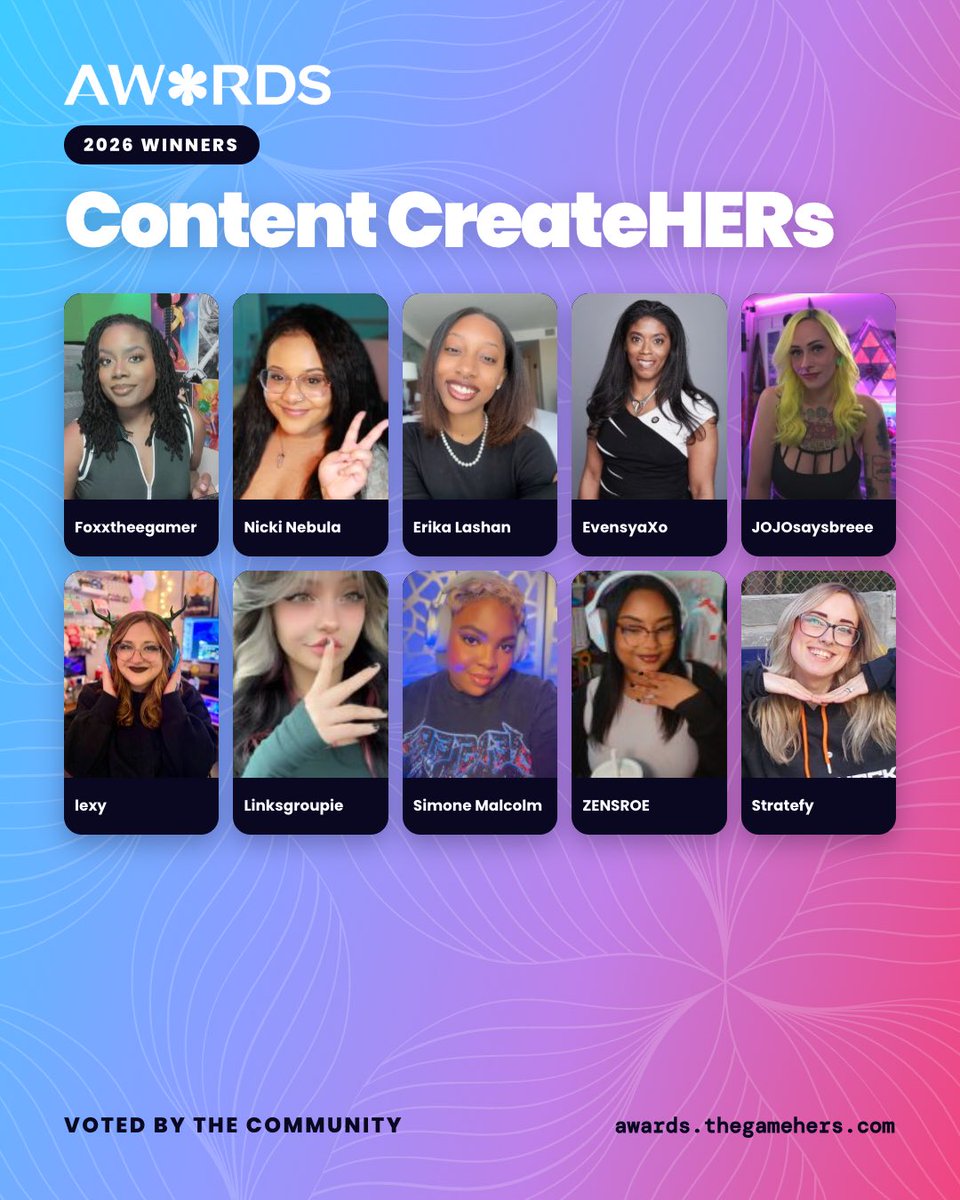 bysimonemalcolm's tweet photo. I wasnโt expecting this but, we did it! I won the ContentCreateHers award for The GameHers ๐ญ Thank you all so much for the support. It is an honor to be amongst a talented and amazing group of ladies ๐ https://t.co/eqr6e3oSpT