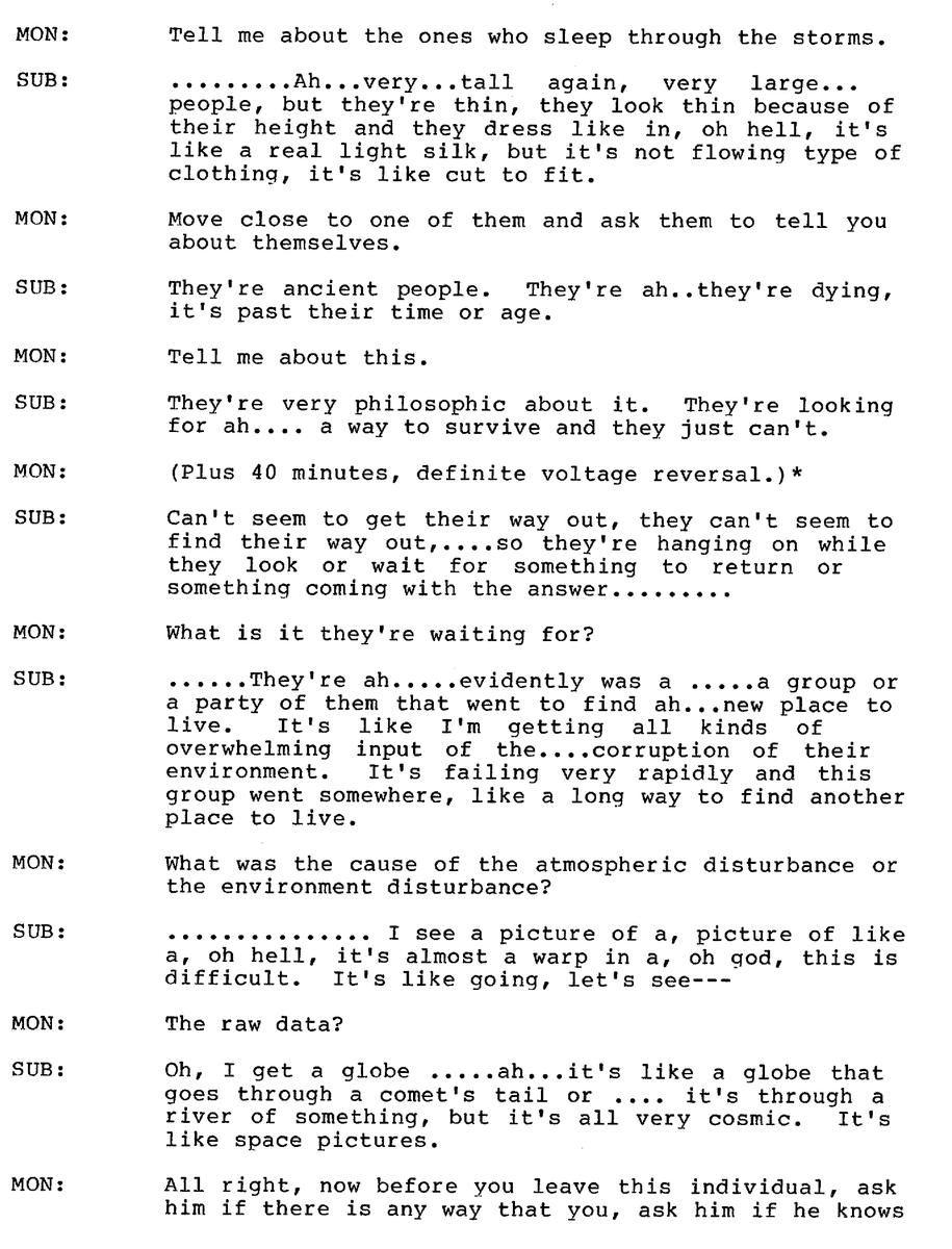TheProjectUnity's tweet photo. Pretty wild that a CIA document exists about the planet Mars 1 million years B.C, describing how there was a species of tall humanoid-looking beings hiding in colossal pyramids that were being used as storm shelters due to a planetary scale geological collapse event, going on to describe how they had sent a scout party out into the Solar System in search of a new world...

But I guess it's no big deal.