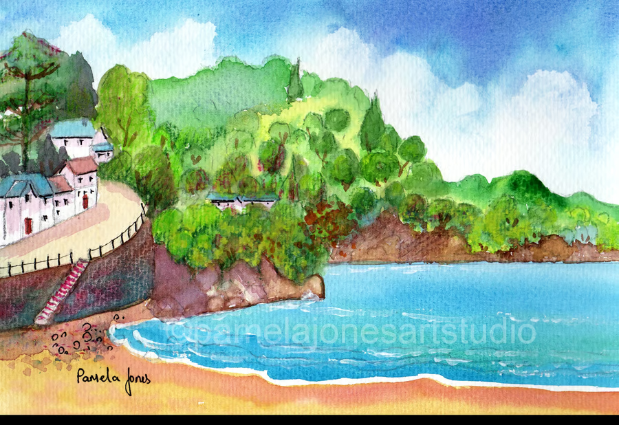artist2005's tweet photo. Another Part of Combe Martin, Devon, Watercolour Print min 14 x 11'' Mount.  Great Gift idea for any occasion £15
https://t.co/rmljE5ceo2 https://t.co/4NT2nPmbvy
