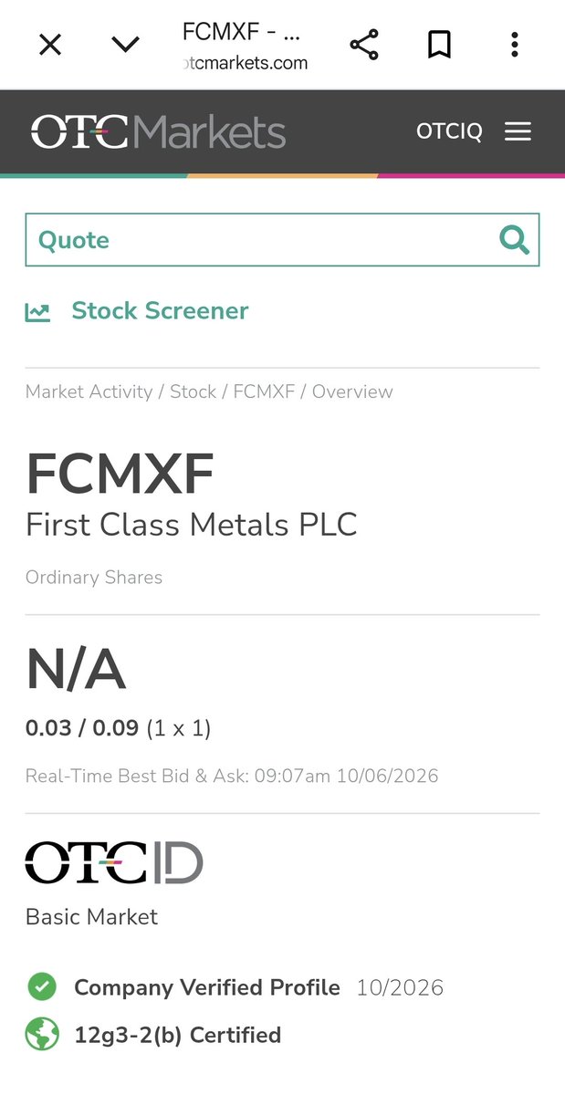 leedbartz's tweet photo. Confirmed US OTCID Ticker ๐ข
First Class Metals PLC
FCMXF
https://t.co/4PyRBpAdUJ
Listing expected 14:30 BST tomorrow โฐ๏ธ๐
#FCM #GOLD #FCMXF $FCMXF
@FirstClassMetal https://t.co/hztXiVUt6P