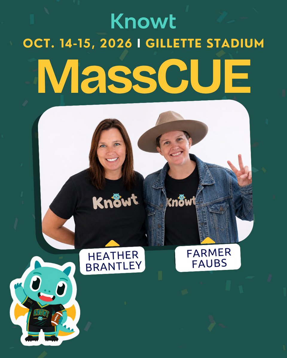 KnowtTeam's tweet photo. Knowt is heading to @MassCUE at Gillette
Stadium, Oct. 14-15! 

@HeatherTechEdu and @farmerfaubs will be on the field (well, near it) talking how to help your students score big this year using Knowt's study suite.

See you in Foxborough! https://t.co/vbLLauXYjj