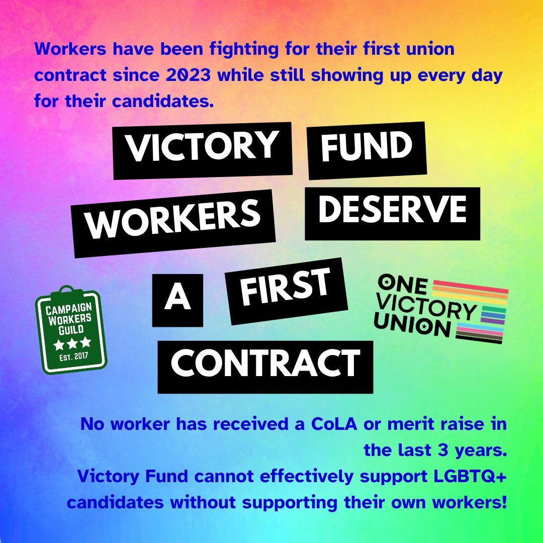 CWG_Workers's tweet photo. Victory Fund workers are finally back at the table after a year of stalling by management, and they're ready to get to work and finalize a contract before Election Day. They're ready to come to a fair first contract -- is management? #VictoryFund #OneVictoryUnion https://t.co/alEQtLJoAK