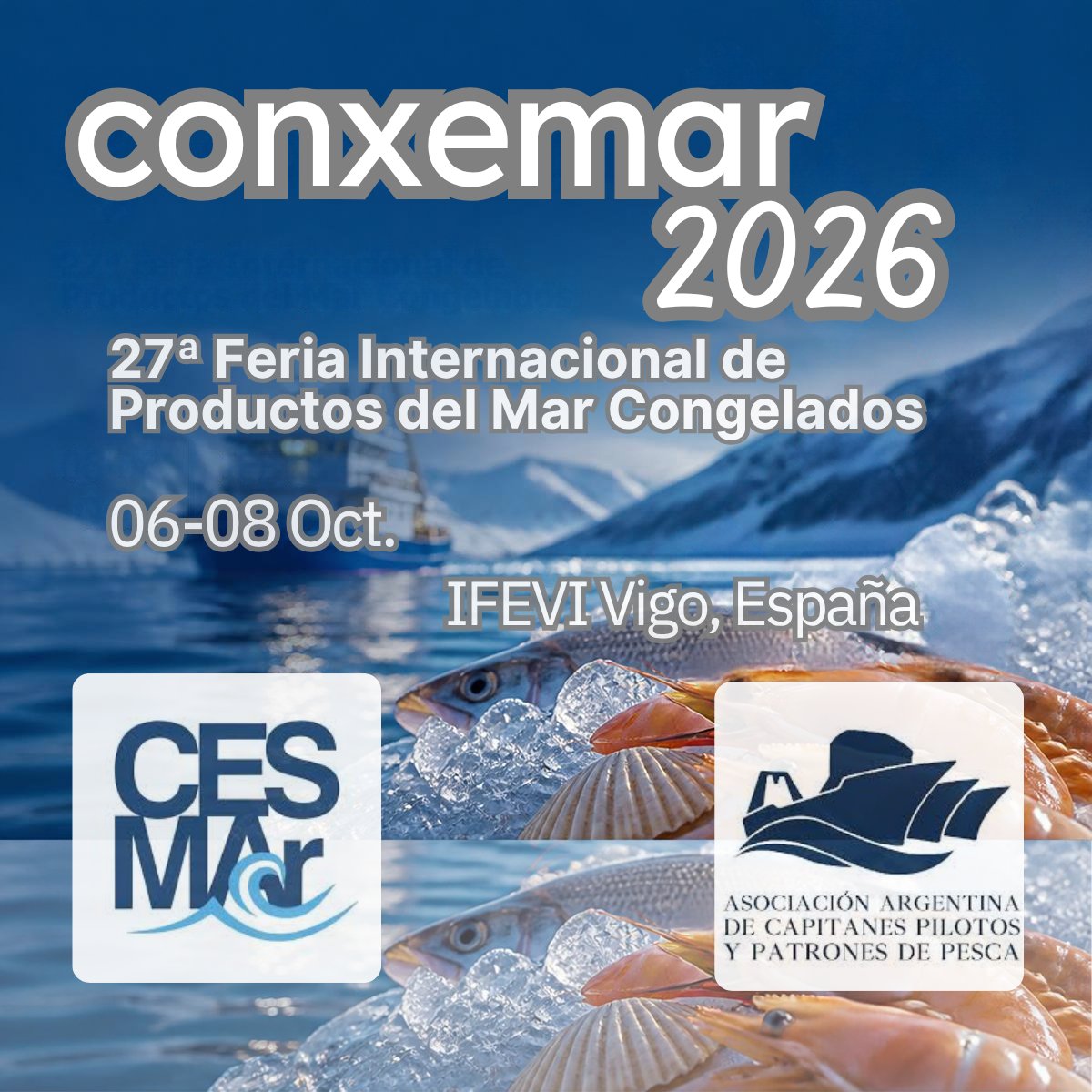 CESMAr_Capacita's tweet photo. 🌊 CESMAR participa de CONXEMAR 2026

El Centro de Estudios Superiores del Mar Argentino está presente en la 27.ª Feria Internacional de Productos del Mar Congelados, en Vigo, España. (+) https://t.co/IinyG5q7NP