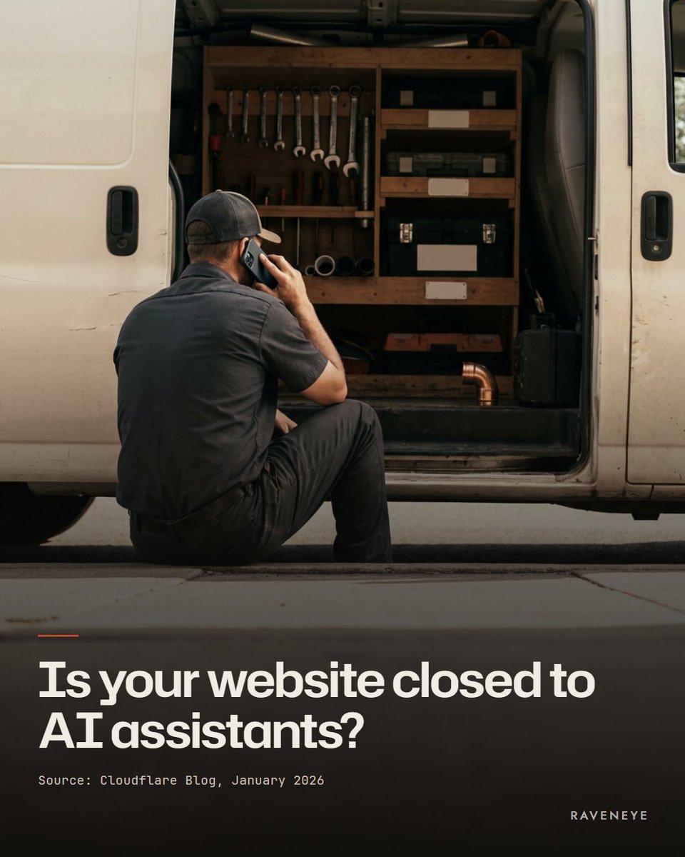 Raveneyeglobal's tweet photo. A Cloudflare study found that among sites using its AI Crawl Control tool, the number actively blocking popular AI crawlers was nearly seven times the number blocking Googlebot and Bingbot. Ask your web person one question this week.

#aiSEO https://t.co/1zFaAwpbIR