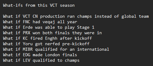 RyanG2B's tweet photo. What-ifs from the past VCT season https://t.co/SRqseCNJ7b