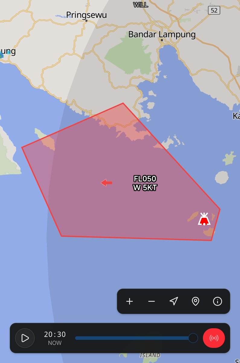 Rute_T11_T12's tweet photo. [KRAKATAU] Peta Zona Merah Abu Vulkanik | 06 Okt 20:36 WIB - 07 Okt 02:36 WIB

⚠️ Zona merah meluas, mencapai daratan Lampung.

Zona merah: P. Sertung, P. Rakata, P Legundi, P. Tabuhan, Rusaba, Bawang, Napal

InaSIAM Maps: https://t.co/BNHukxhXG7 https://t.co/r0ucXXzS9a