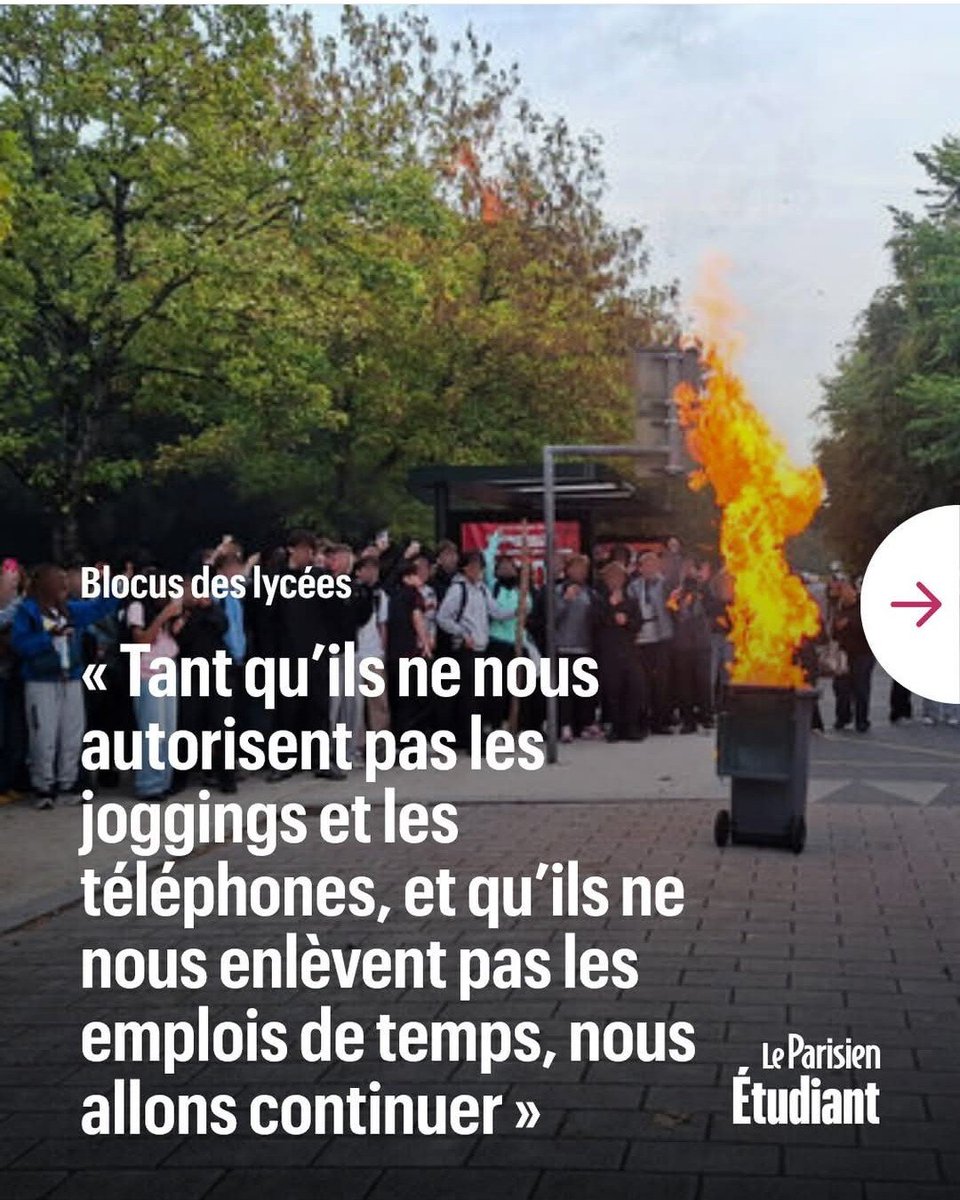gauchecaca's tweet photo. Revendications d'un lycéen  parmi d'autres: venir en classe en survêt, garder son portable et avoir l'emploi du temps qui lui plaît. 
En fait le pauvre chou ne supporte aucune contrainte.
Normal dans un monde où on lui a fait croire qu'il était Dieu.
On récolte...

D'accord? https://t.co/dpJy2O5hRR