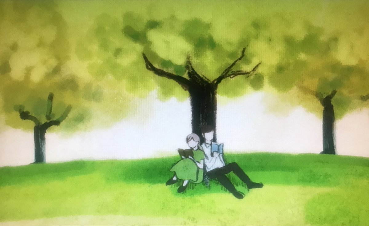 therart's tweet photo. 「記憶の淵」

U-NEXTがエラー出てて久々アマプラで短編観たら癒された

クレヨンみたいなボヤけた線が淡くて優しい
あの曲を聴いて昔のあの人が浮かび
ふと蘇ってまた温かい気持ちになれる思い出とはと

木陰で別々の本を読んでる2人が好き https://t.co/Va2HZ0isEP
