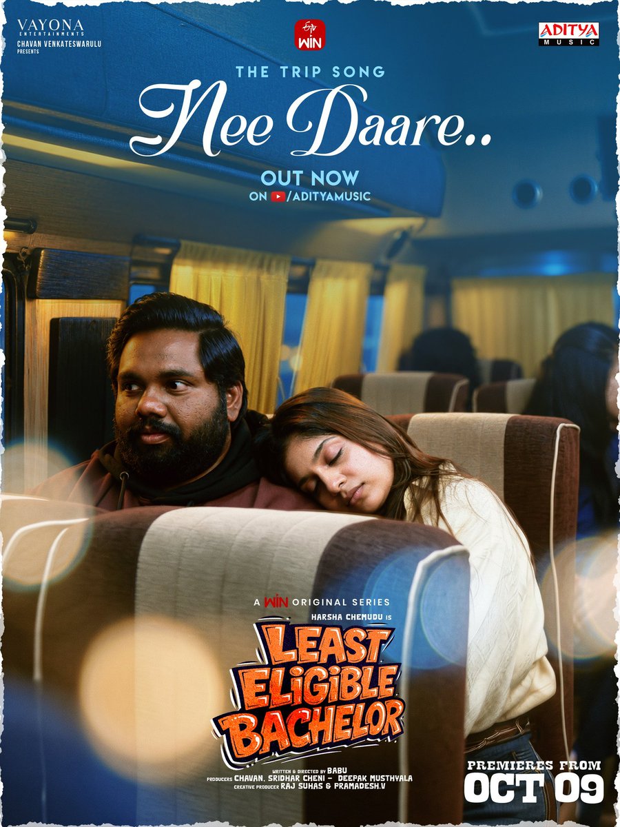 Multiplex312's tweet photo. Turn up the music, roll down the windows, and ride into unforgettable moments! 🛺🎵
The Trip Song #NeeDaare lyrical video from #LeastEligibleBachelor is out now on @adityamusicindia 🚗
https://t.co/9pcAetq5UA
A WIN Original Series
Premieres October 9th, only on @etvwin ❤️🔥 https://t.co/HPrYNcpVaq