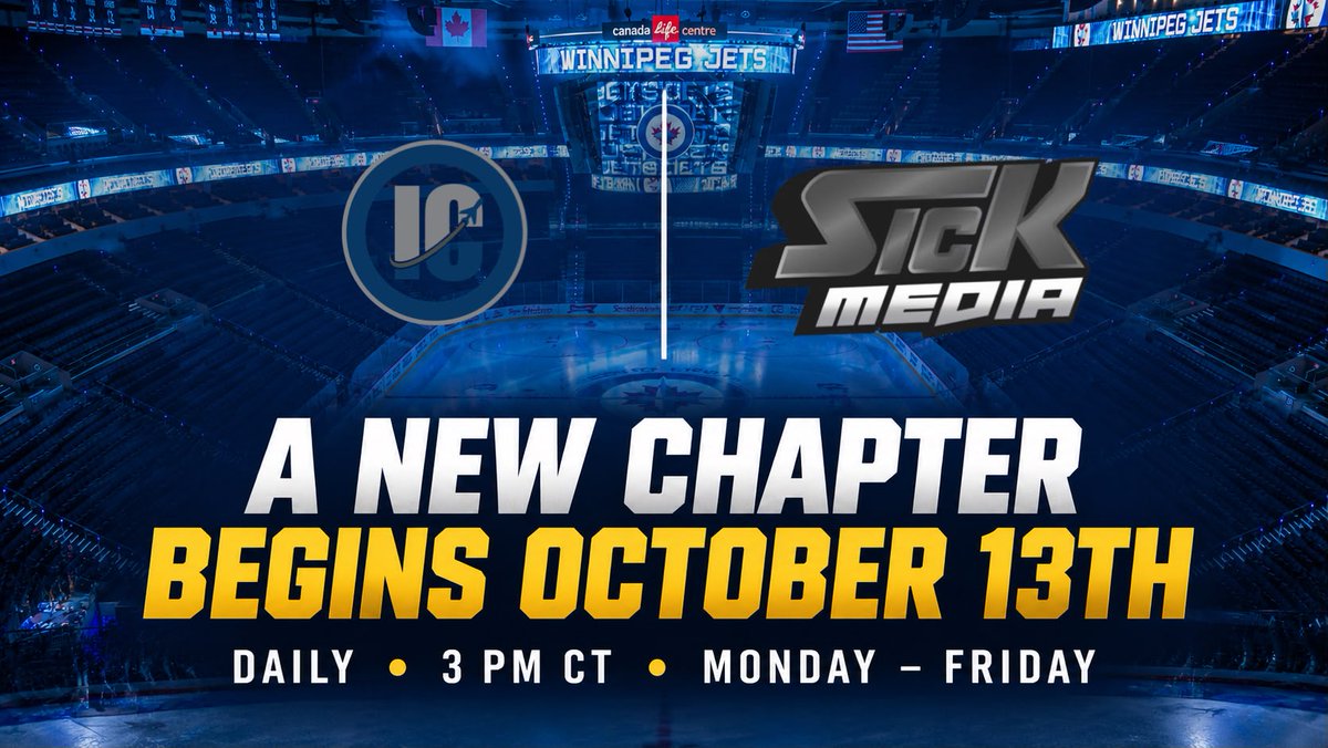 IllegalCurve's tweet photo. After nearly two decades of Saturday broadcasts, a new era of Illegal Curve dawns!

Starting on October 13, The IC Hockey Show, partners with the @sickmediaco network &amp; moves to a daily show, Monday to Friday, at 3:00pm CT (postgame shows are status quo)!

https://t.co/BuqISUEeKl https://t.co/4ZEHjLQUlr