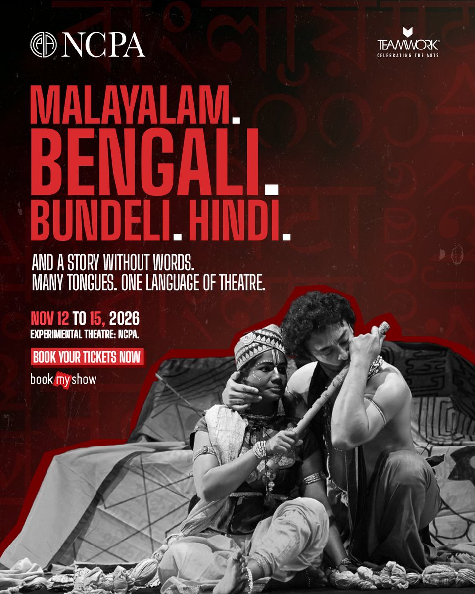 METAwards's tweet photo. From Malayalam (Manipravalam) and Bangla to Bundeli and Hindi, and a performance told entirely without words, the four productions at META × NCPA explore the many ways theatre can speak.

Four productions. Four evenings. One stage. https://t.co/RHDLJbMzVz
