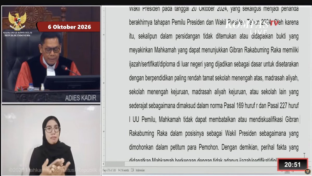LambeSahamjja's tweet photo. BIG BREAKING NEWS
MAHKAMAH KONSTUSI TIDAK DAPAT MEMBATALKAN/MENDISKUALIFIKASI GIBRAN SEBAGAI WAKIL PRESIDEN https://t.co/JMJoCFGDYa