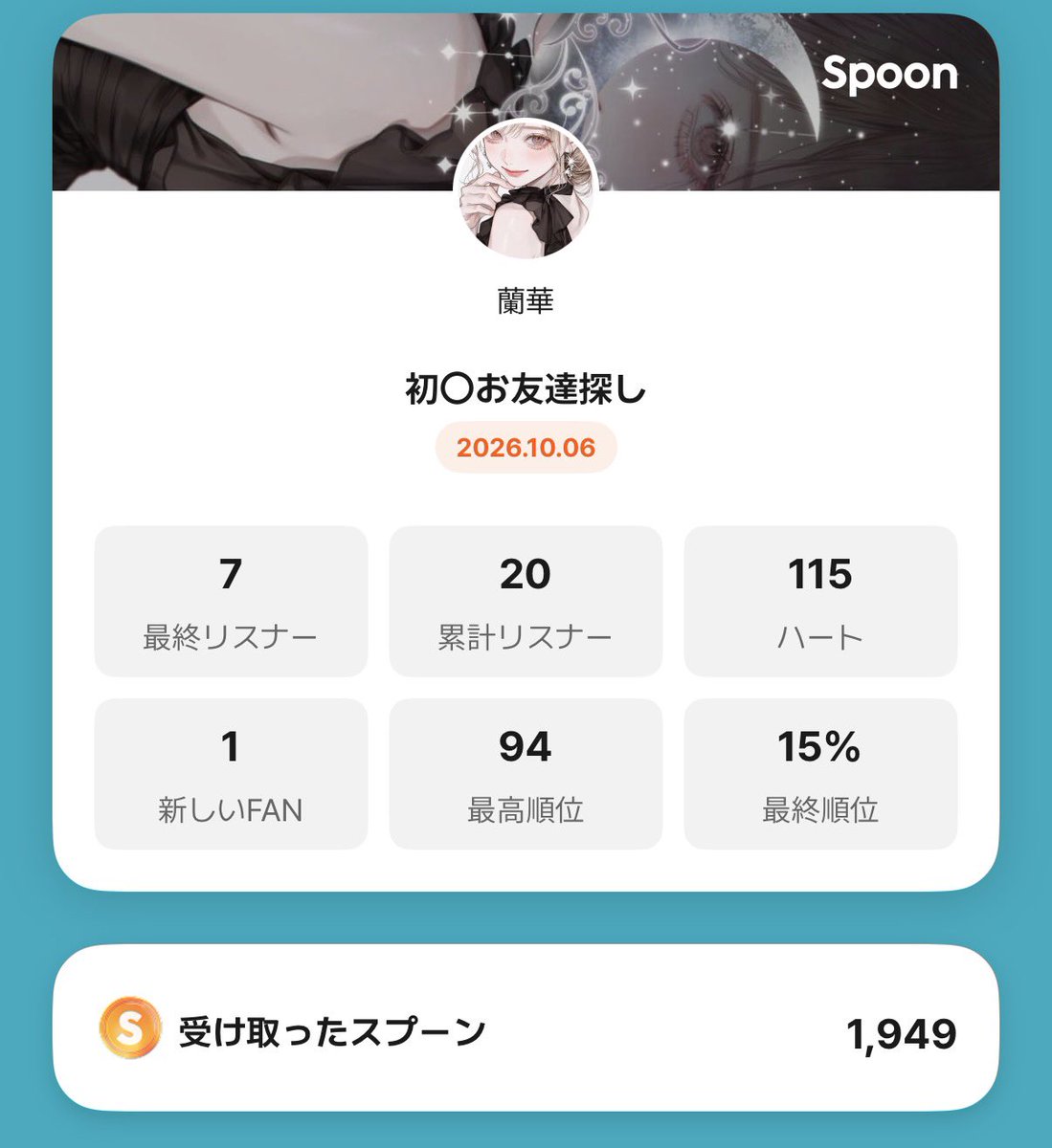 ranka__spoon's tweet photo. 10/6 夜枠 来てくれた方ありがとうございました¨̮毎日笑わせてくれるみんながいて、私の気持ちを受け止めてくれる素敵な配信者仲間がいて本当に幸せだなと思った2時間でした。また明日19:30に会おうね〜☆ https://t.co/54zKjjvlG1